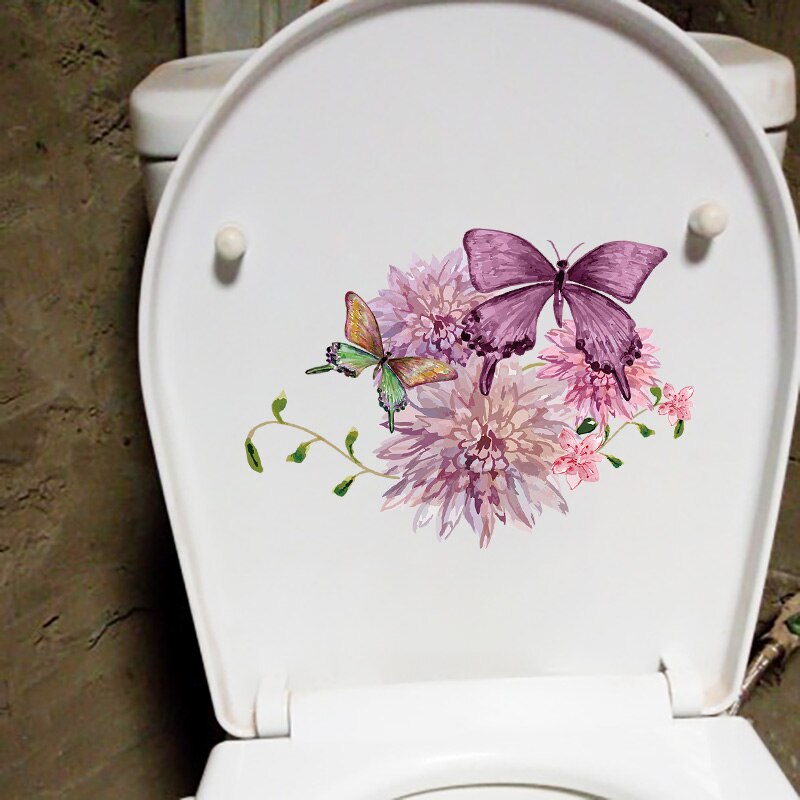 Purple Hydrangea Toilet Decal Sticker – 22x22 Cm Removable Bathroom Wall Art - View #5