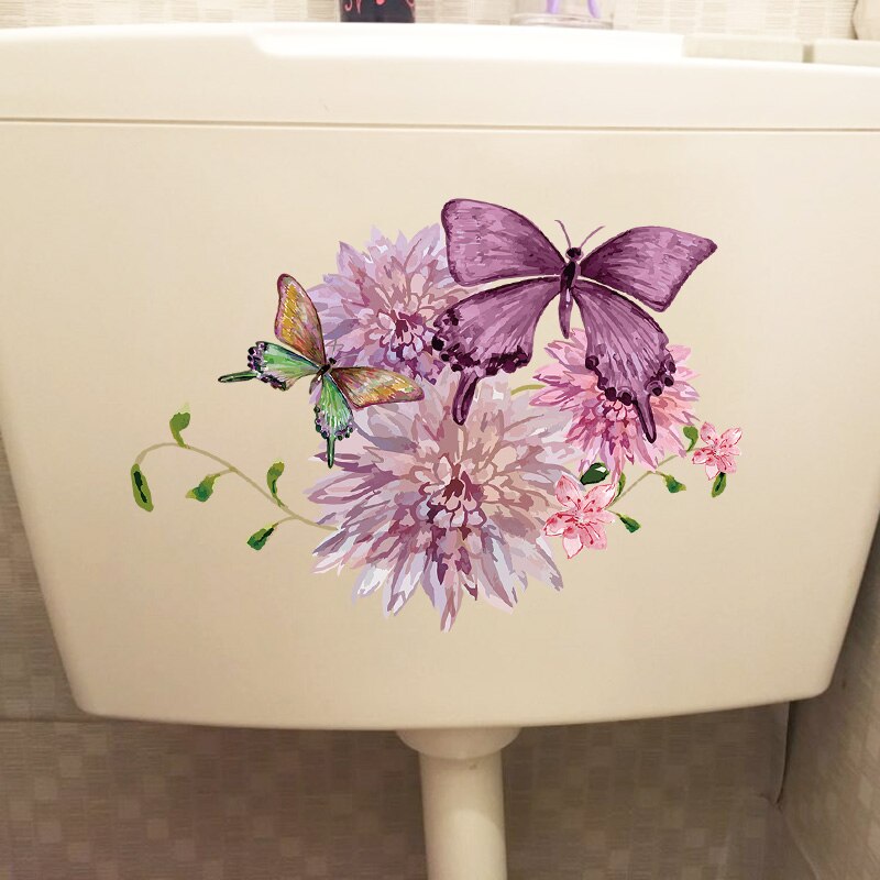 Purple Hydrangea Toilet Decal Sticker – 22x22 Cm Removable Bathroom Wall Art - View #13