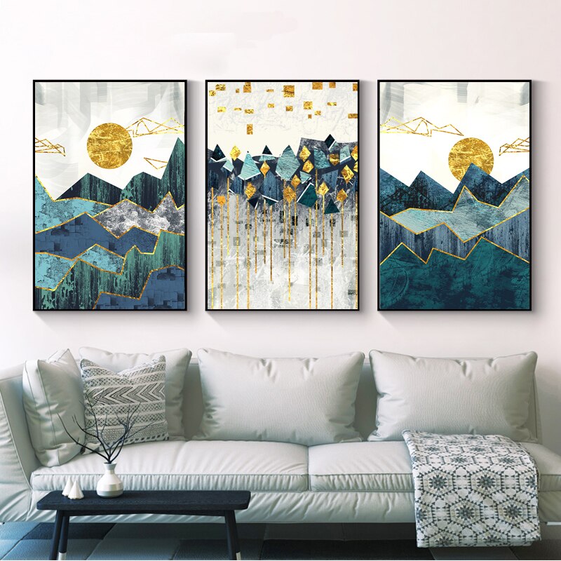 3PCS abstract landscape wall painting