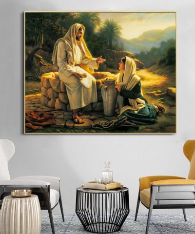 Jesus and the Samaritan Woman Wall Art Canvas