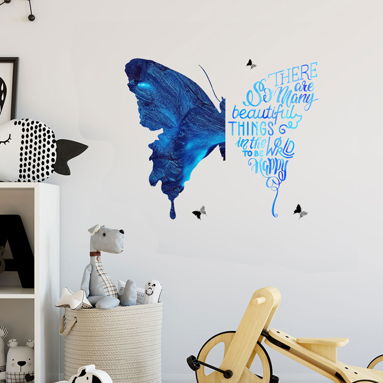 Creative blue butterfly wall decal