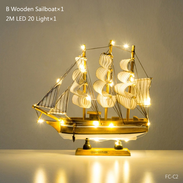 Wooden sailboat home decoration