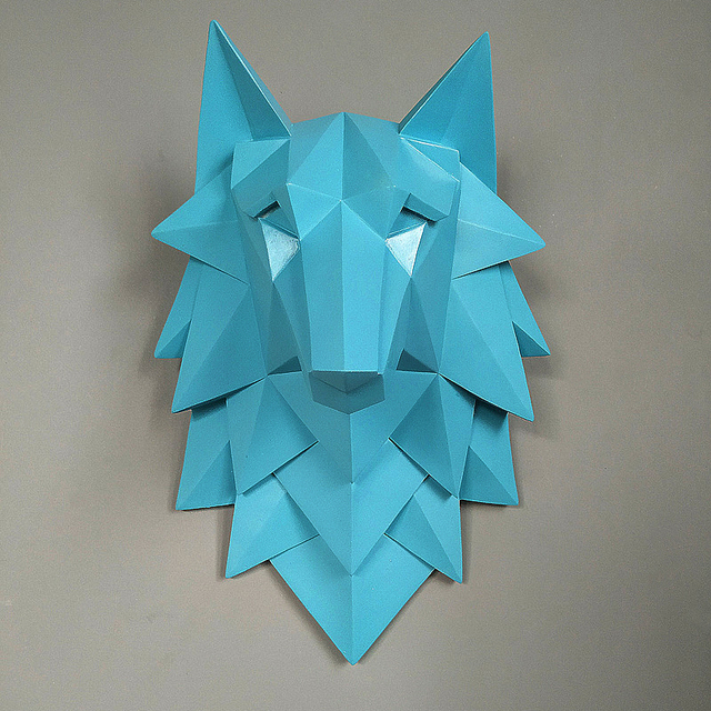3D abstract wolf wall sculpture