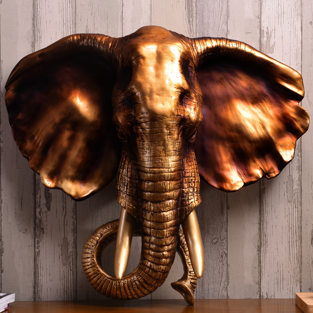 resin elephant head wall decoration
