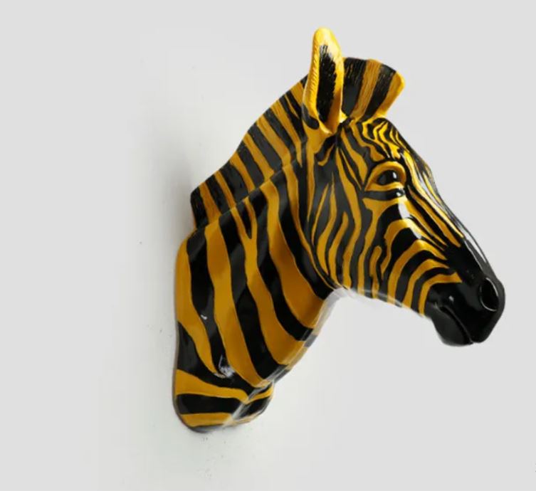 large zebra head wall sculpture