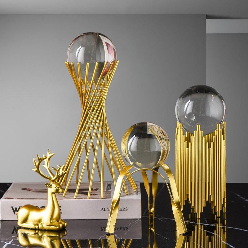 crystal ball with gold stand décor
