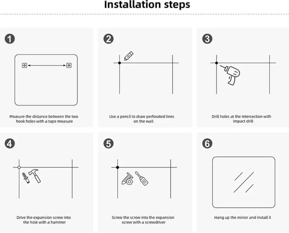 installation steps for bathroom mirror