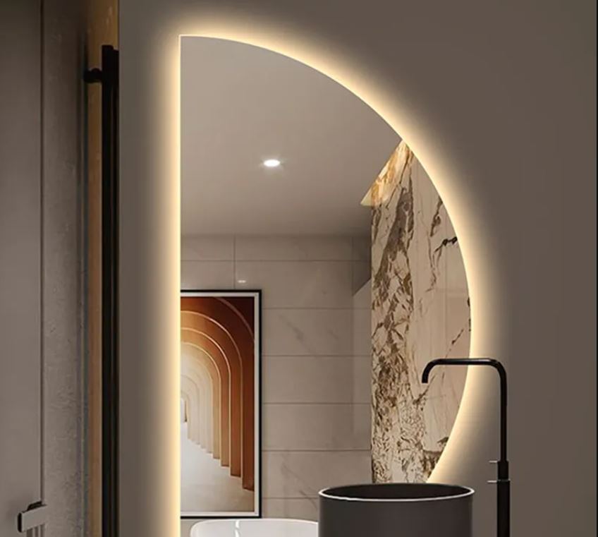 semi-circle LED bathroom mirror