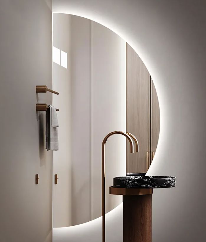 large size semi-circle led bathroom mirror white semi-circle LED bathroom mirror