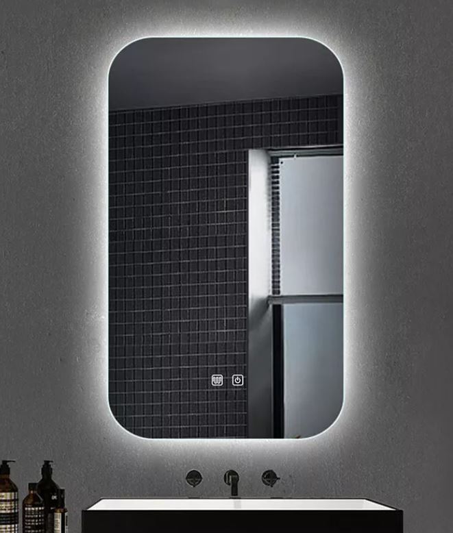 white smart bathroom LED anti-fog mirror