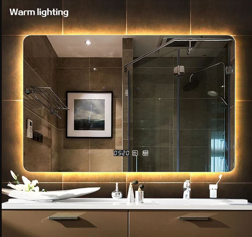 warm light rectangle anti-fog smart mirror
