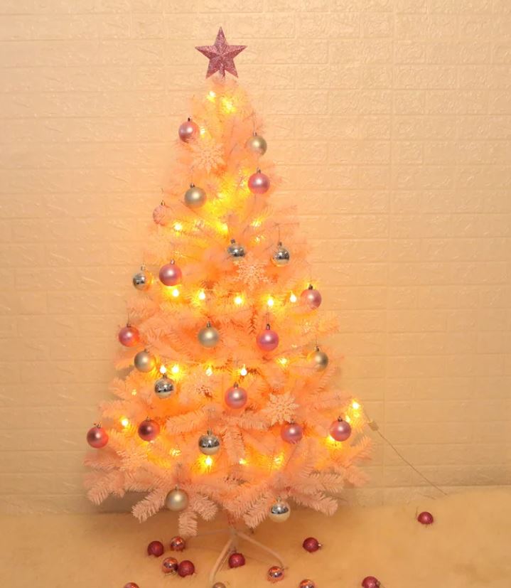 Pink Christmas Trees With Accessories