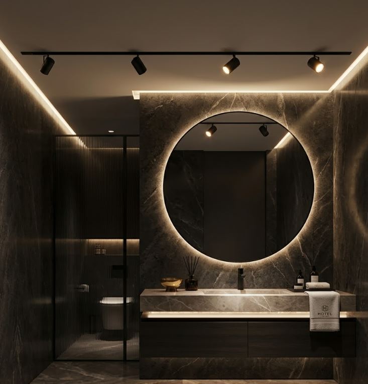 4PCS Track Lights With Rail for powder room