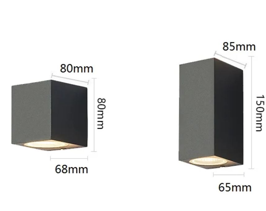 Multifunctional Waterproof Indoor Outdoor LED Wall Spotlight sizes
