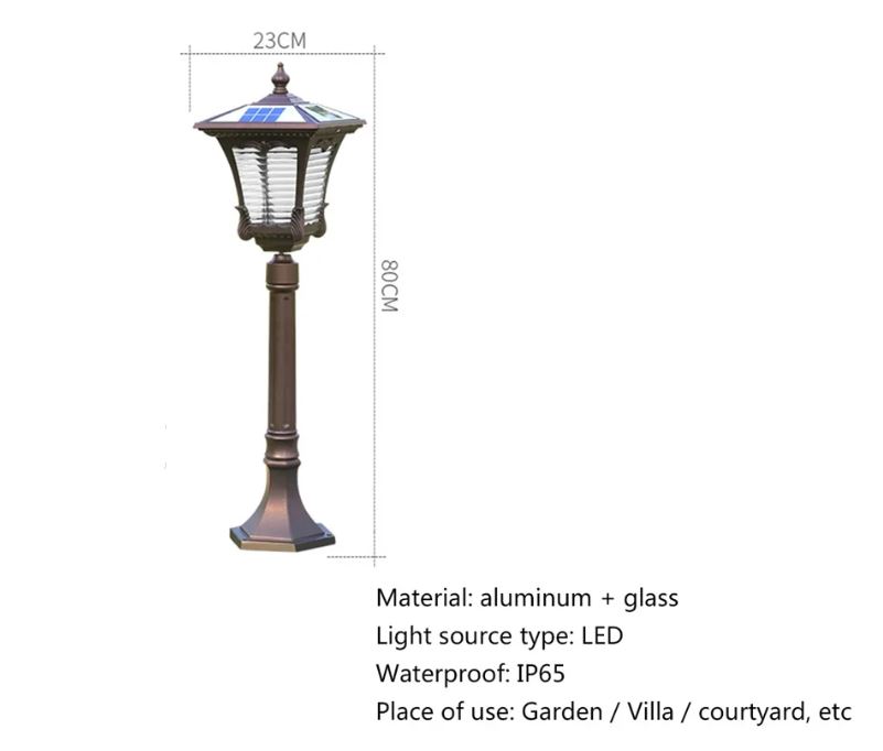 Retro Solar Waterproof Garden Lamp size
