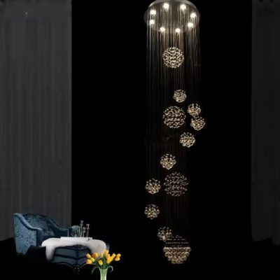 Crystal Rain Chandelier For High Ceiling