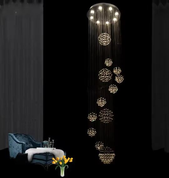 Crystal Rain Chandelier For High Ceiling