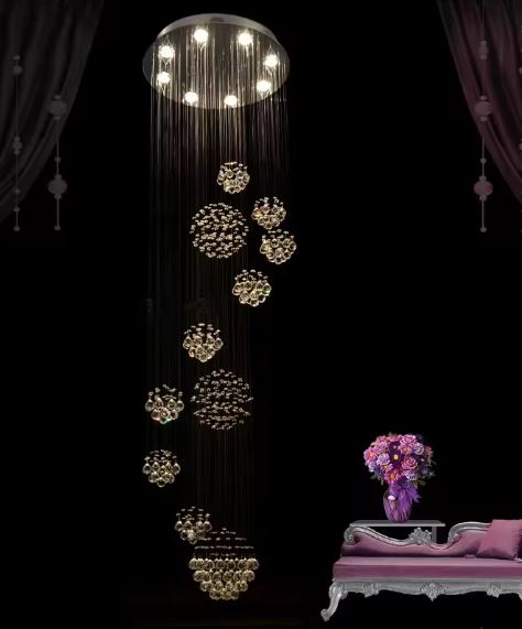 Crystal Rain Chandelier High Ceiling