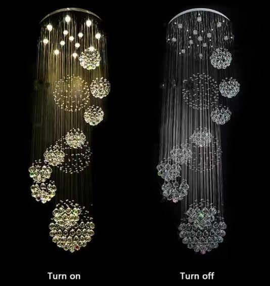 Crystal Rain Chandelier Light For High Ceiling