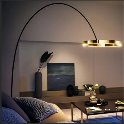Golden Halo Arc Floor Lamp