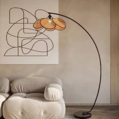 Rattan Modern Arc Floor Lamp