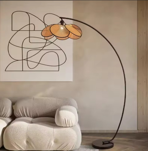 Rattan Modern Arc Floor Lamp