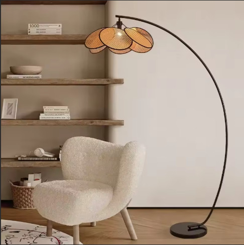 Rattan Modern Arc Floor Lamp