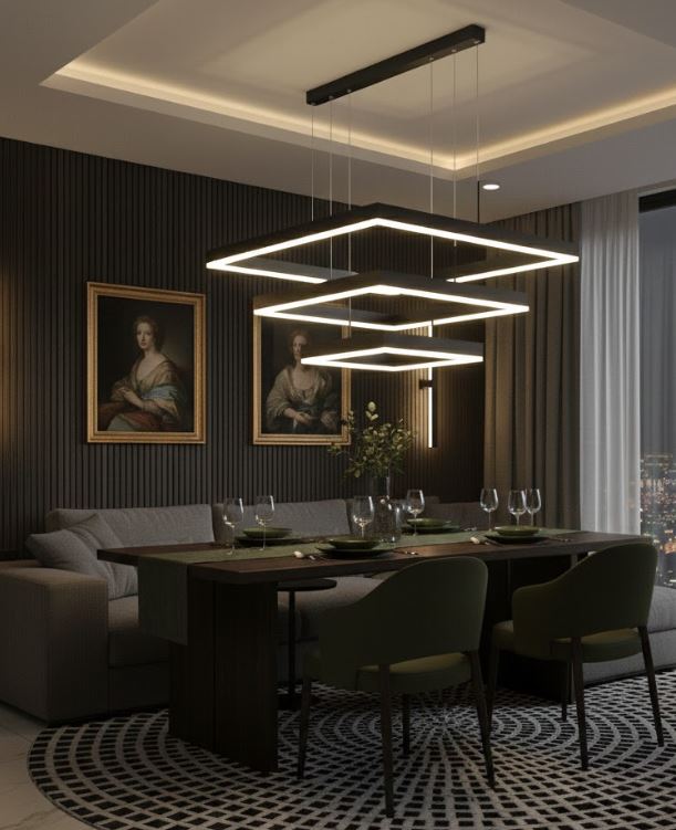 3 Layer Box Suspension Chandelier Light