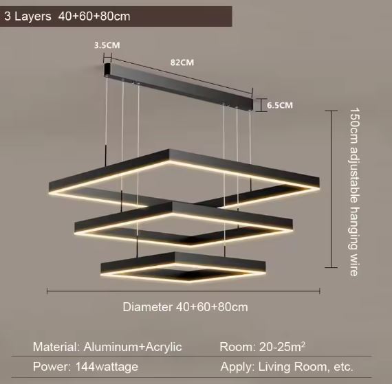 3 Layer Box Suspension Chandelier size