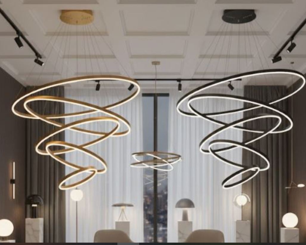 5 Rings Cascading Pendant Chandelier