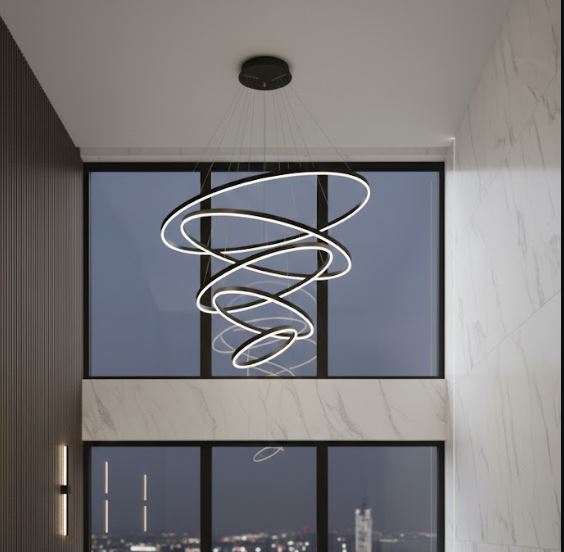 5 Rings Cascading Pendant Chandelier