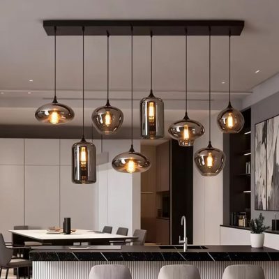 8 Drop Smoke Glass Chandelier