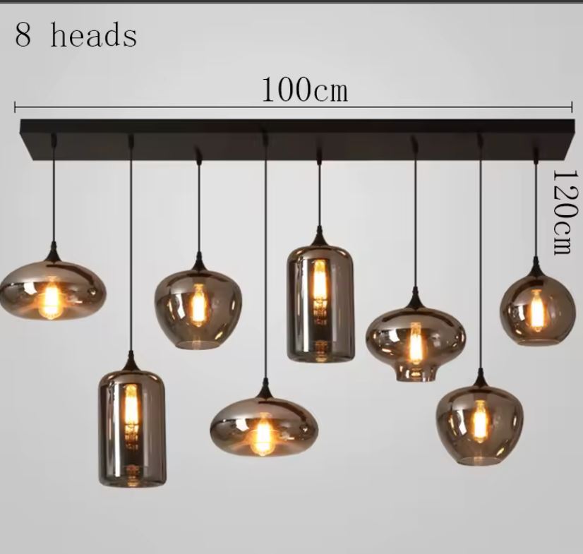 8 Drop Smoke Glass Chandelier Description
