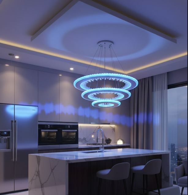 Acrylic Ring Living Room Chandelier blue