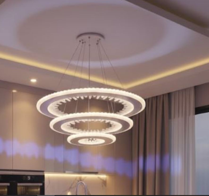 Acrylic Ring Living Room Chandelier warm