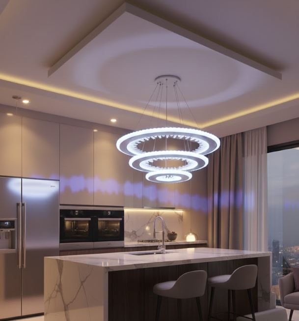 Acrylic Ring Living Room Chandelier warm white