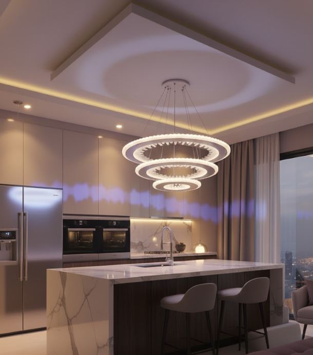 Acrylic Ring Living Room Chandelier warm