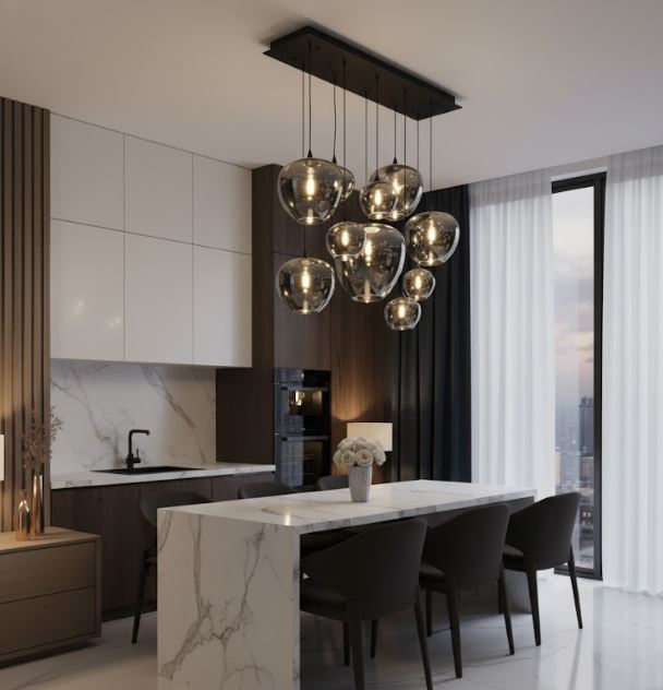 Adjustable Mirrored Chandelier Light kitchen