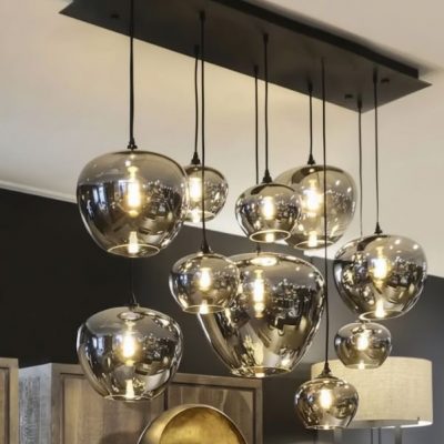 Adjustable Mirrored Smoke Chandelier