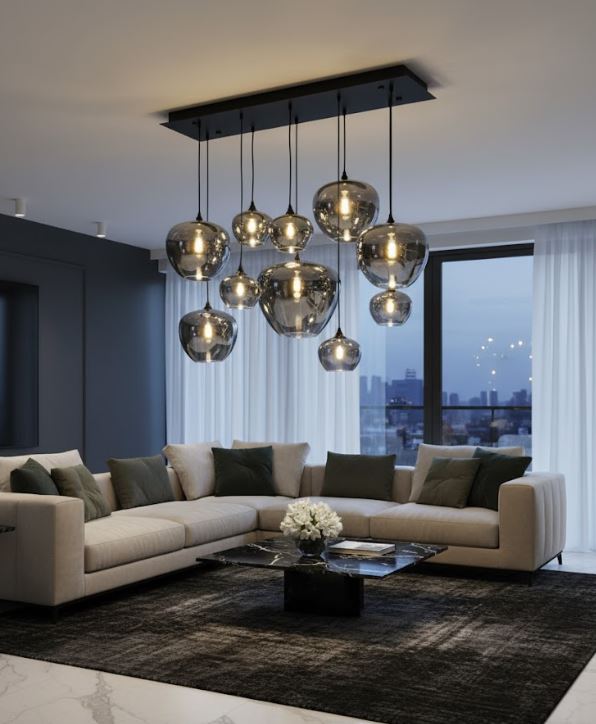 Adjustable Mirrored Smoke Chandelier Light