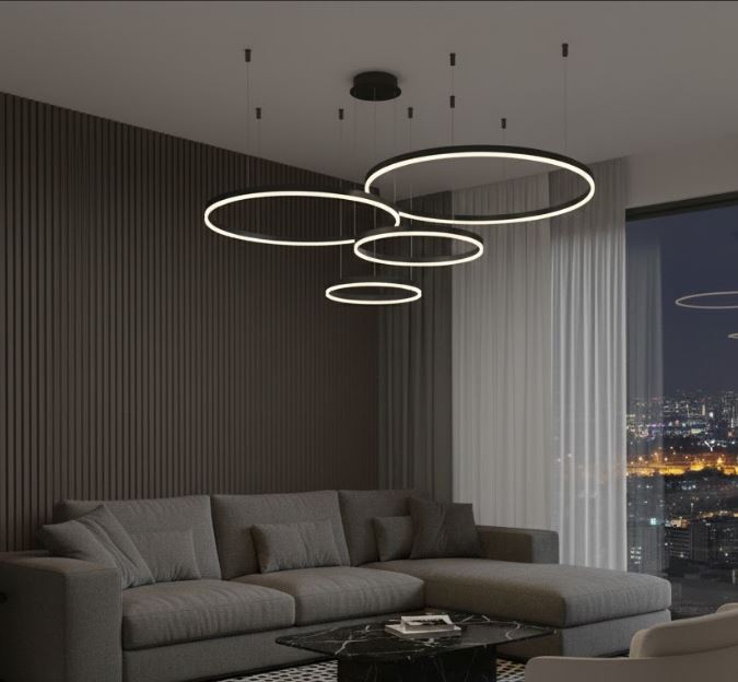 Asymmetrical 4 Circle LED Chandelier living room