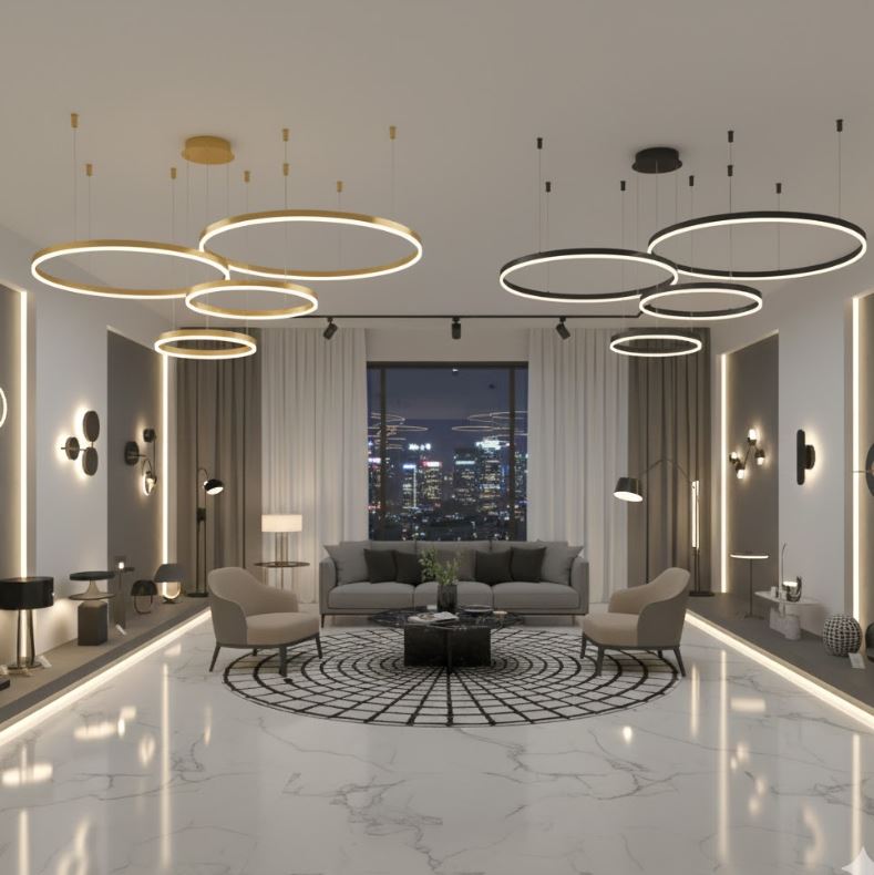 Asymmetrical 4 Circle LED Chandelier