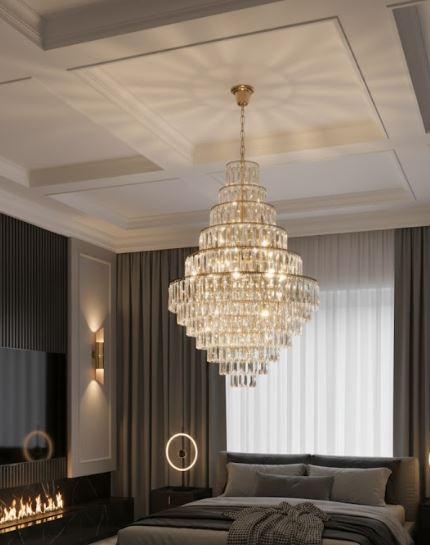 Brass Regal Crystal Chandelier Light for bedroom