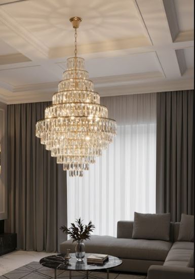 Brass Regal Crystal Chandelier Light for living room