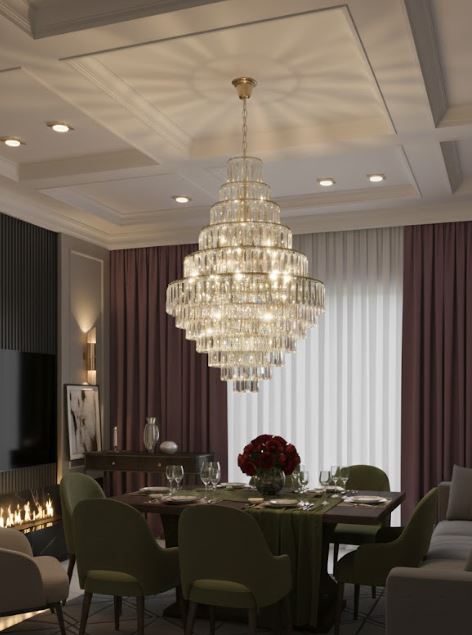 Brass Regal Crystal Chandelier