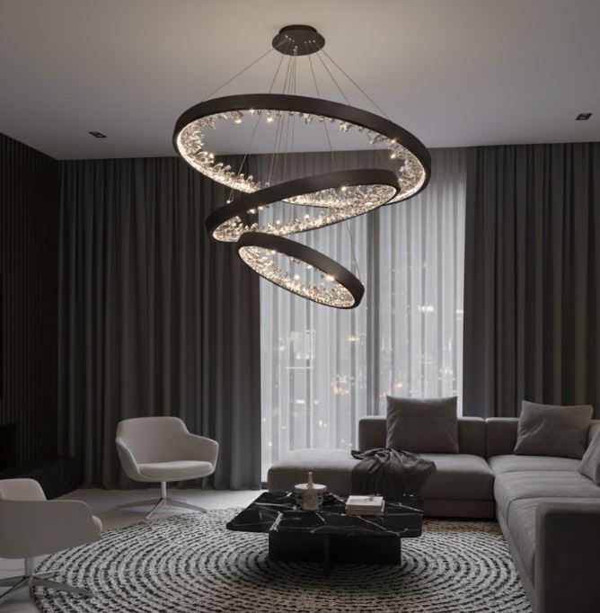 Concentric Crystal Chandelier Light