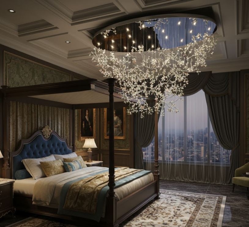 Crystal Vine Flush Mount Chandelier Light bedroom