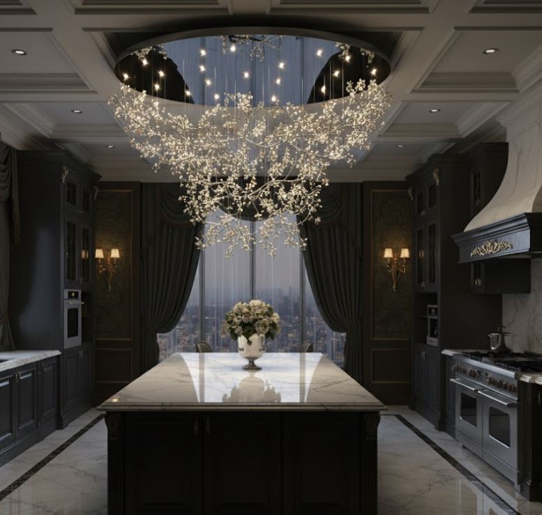 Crystal Vine Flush Mount Chandelier Light kitchen