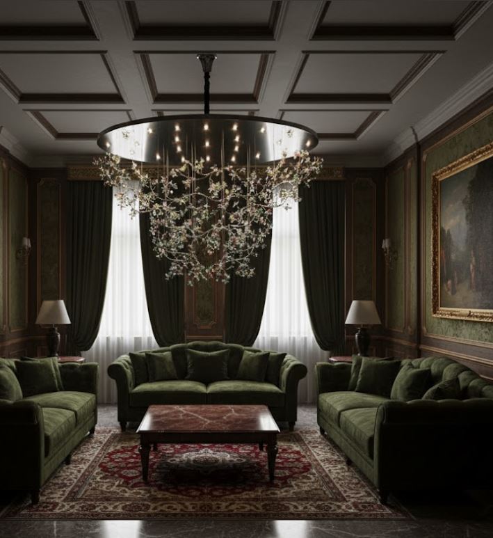 Crystal Vine Flush Mount Chandelier Light living room