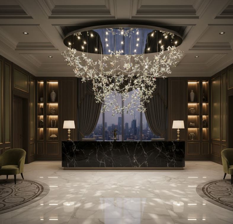 Crystal Vine Flush Mount Chandelier Light office